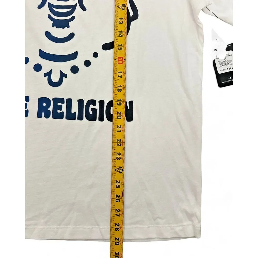 True Religion Buddha in a Box Cotton Optic Ombre Buddha Face White Shirt Size‎ L